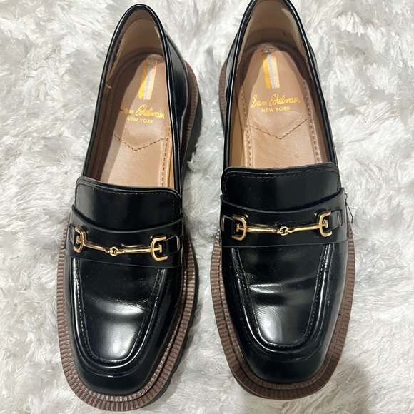 Sam Edelman Black Loafers with Gold Accent - Picture 6 of 11